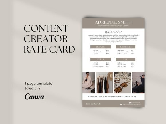 Download Content Creator Rate Card Template - Content creator Collection