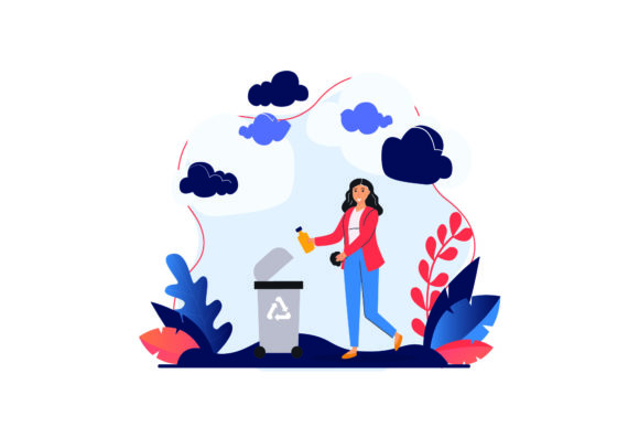 Download Flat Illustration Asset - Cleaning Trash - Premium Resources